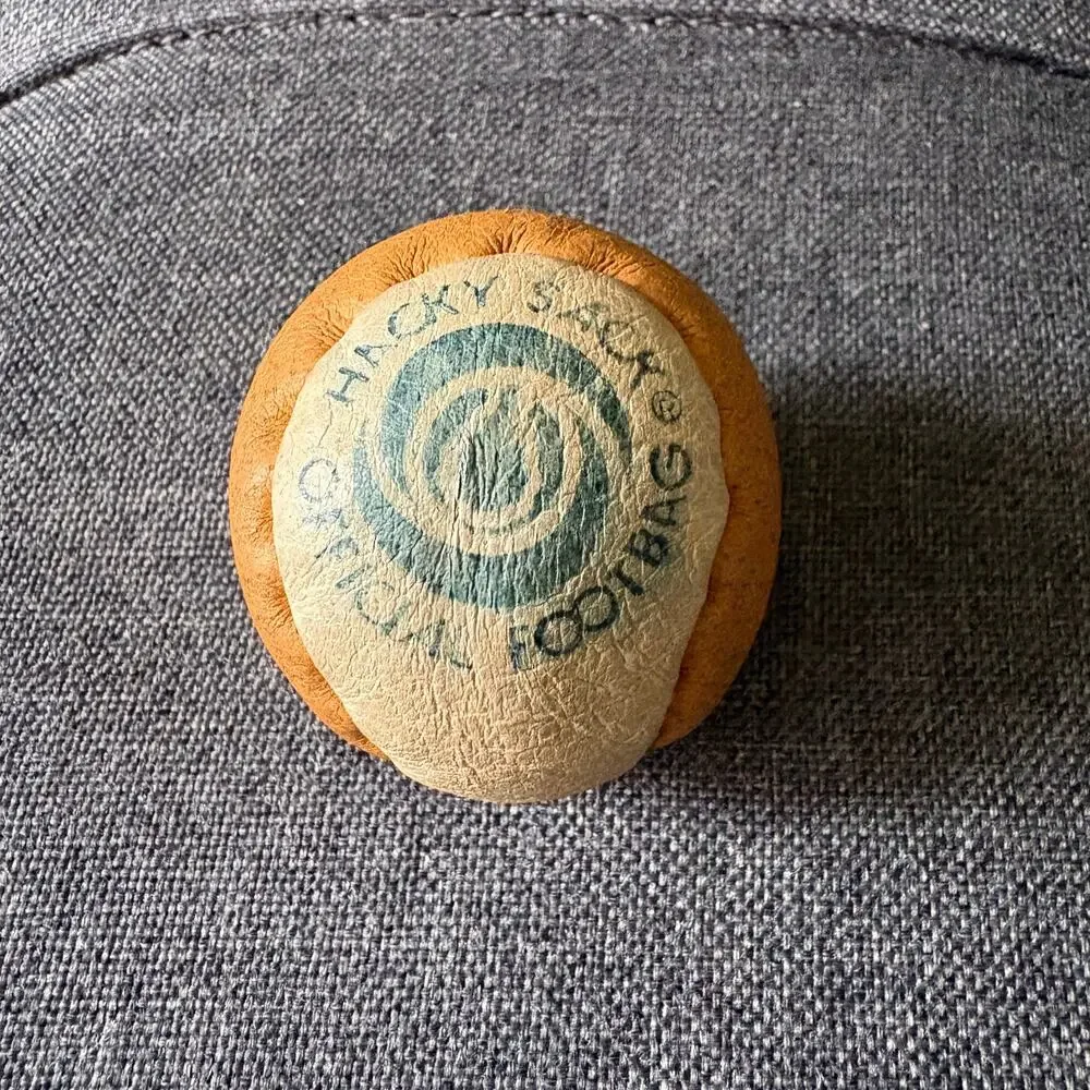 Vintage Hacky Sack Official Footbag Tan Leather 2-Panel Hand Made - 1980s Wham-O